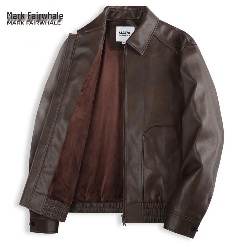 Mark Fairwhale Men's Fleece-Lined Retro PU Leather Jacket