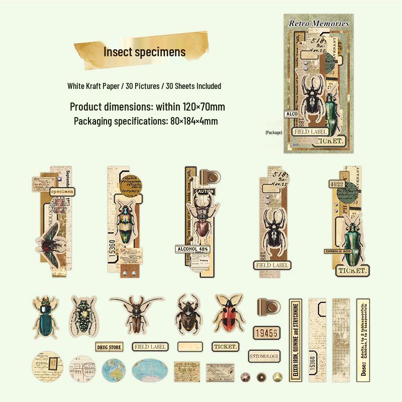 Beautiful Day White Kraft Paper Sticker Pack: 30 Retro Memory Journal DIY Decorative Collage Sheets