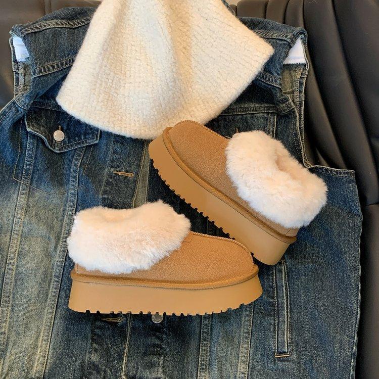 

Fur integrated snow boots women s winter 2025 new non-slip Northeast cotton boots piled thickened warm cotton shoes 35 малиновый