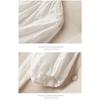 Women's Embroidered Cotton Blouse Casual Round Neck Puff Short Sleeve Button-Up Top