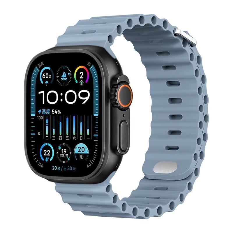 Silicone Ocean Strap For Apple Watch Band Ultra 3/2 49mm 46mm 45mm 42mm 44mm 41mm Sports Bracelet iWatch 11 10 9 8 7 6 5 SE band