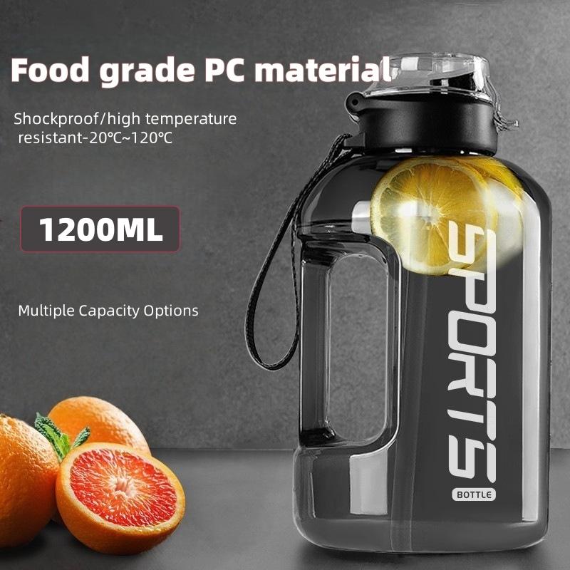 1200ml Sport-Wasserflasche mit großem Fassungsvermögen mit Strohhalm, auslaufsichere Trinkflaschen aus Kunststoff, Outdoor-Reisen, Wandern, Fitnessstudio, Krüge, BBA-frei