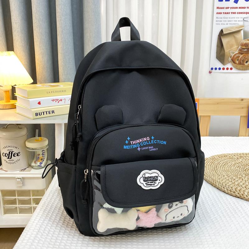 Schoolbag New Cartoon Cute Junior High School Student Backpack Female Japanese Small Fresh Solid Color Campus Schoolbag Travel Backpack