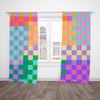 Colorful Checkerboard Environmental Polyester Printed Curtain Limited Time Special Gift Combination Made Of