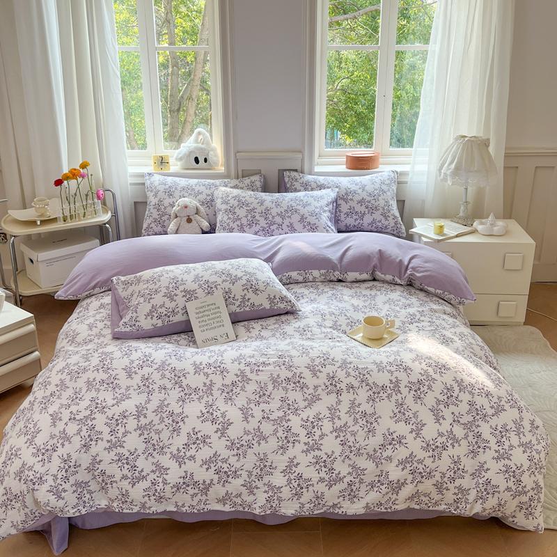 Romantic Floral Love Heart Duvet Cover Queen 4 Pcs Kawaii Strawberry Bedding Set For Girl Teen Reversible Pink Comforter Cover