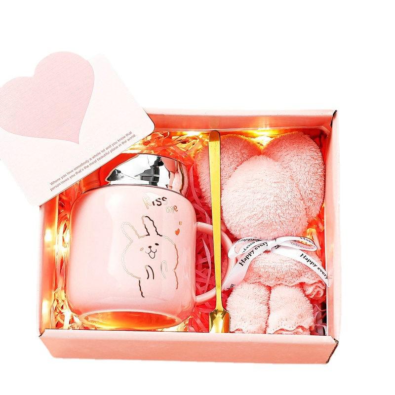 4pcs Water Cup Gift Box Ceramic Cup Creative Simplicity Mark Cup Opening Event Gift Companion Gift Set Office Cup Birthday Gift