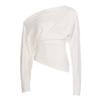 Off Shoulder Solid Long Sleeve Irregular Thermal T Shirt For Women