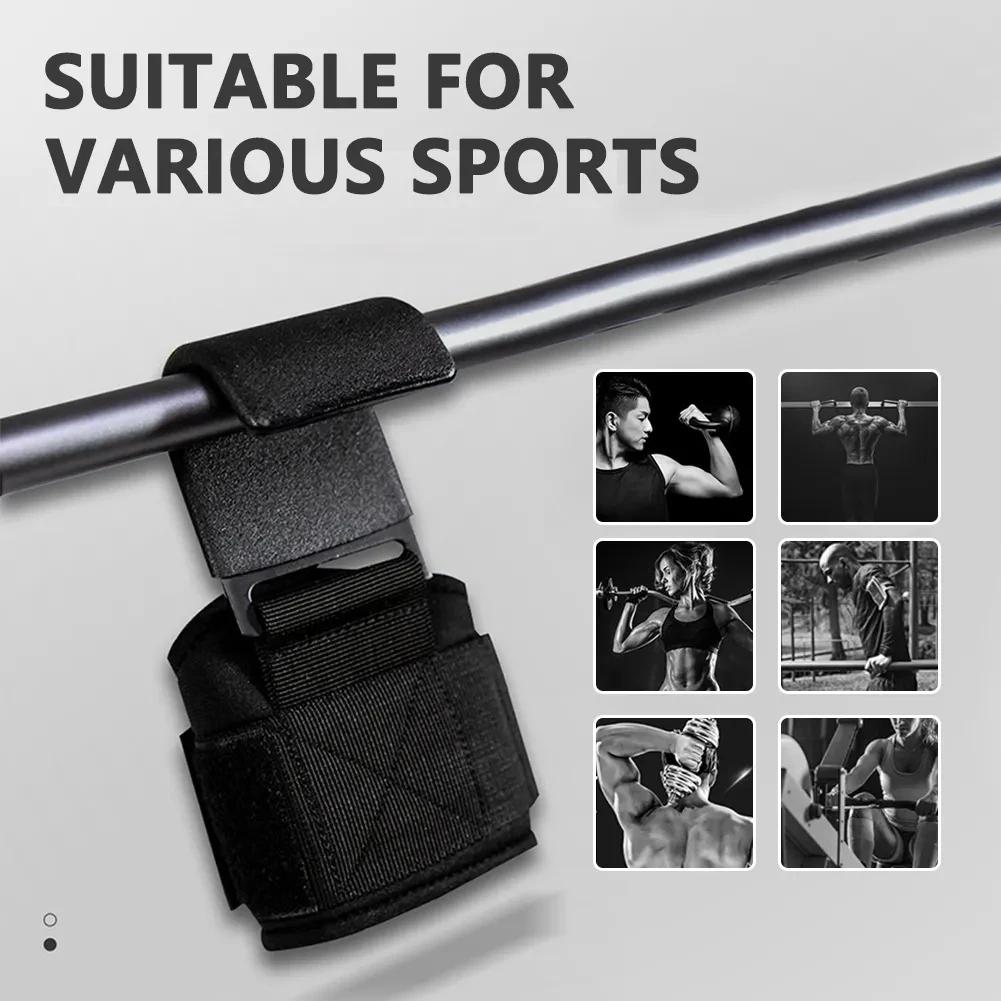 2Pcs Adjustable Steel Hook Grips Straps Weight Lifting Strength Training Gym Fitness Wrist Support Lift Strap Pull-up Hook
