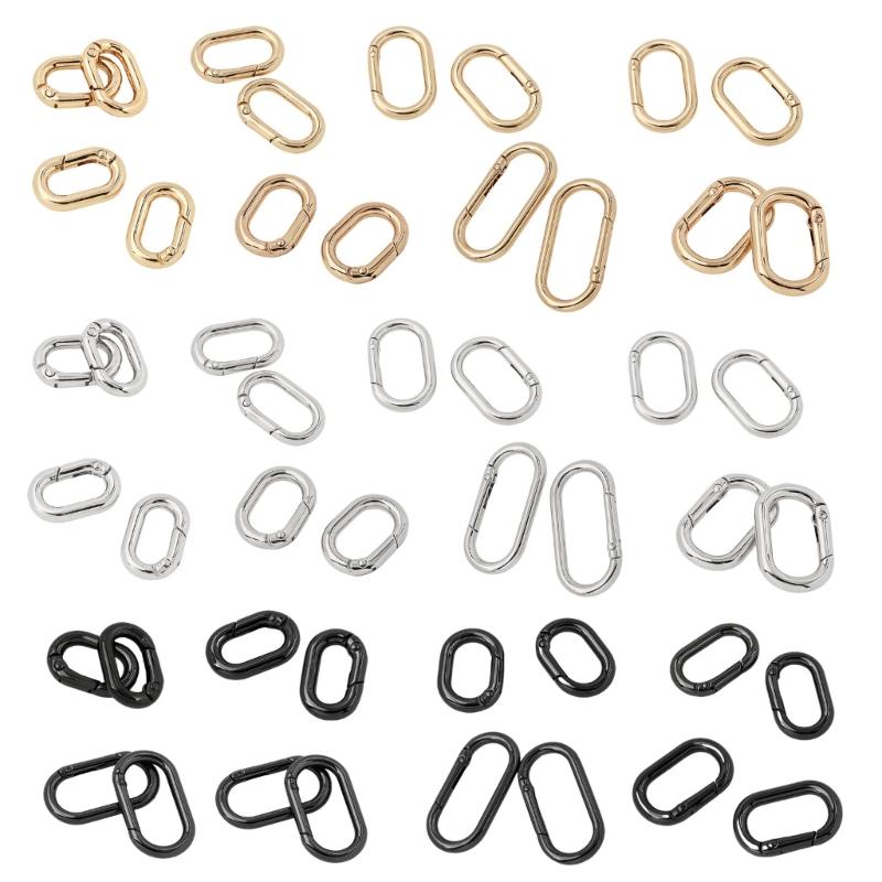2 Pcs/Set Oval Rings Buckle Spring Oval Rings Spring Keyring Buckles Metal Oval Rings for Bag Purses Belts Keychain