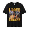 Ich liebe Käse Lustiges Skelett Meme Grafik T-Shirt Damen Vintage Kurzarm T-Shirts Mode T-Shirt Damen Kleidung