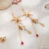 Crystal Pendant Starfish Shell Earrings Long Tassel Sea Series Necklace  Resort Wear