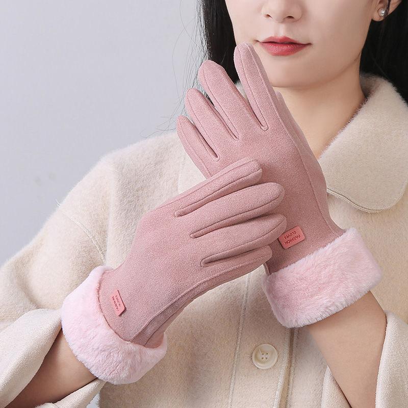Winter Women's Gloves German Velvet Cotton Warm Cold  Plus Velvet Cycling Cold Tap Screen  Warm Gloves