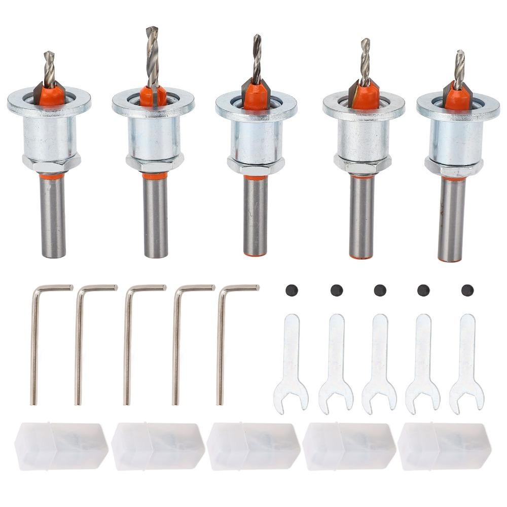 5pcs 90-Degree Angle Tapered Countersink Bit Carbide Tipped Self Tapping Screw Bit Hole Drilling