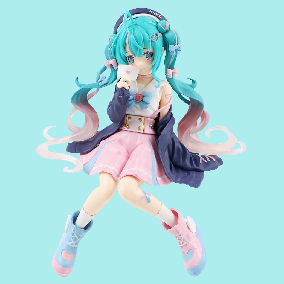 Hatsune Miku Anime Figure Pink Sakura Sitting Position PVC Action Figure Model Toy Decoration Collect Gifts