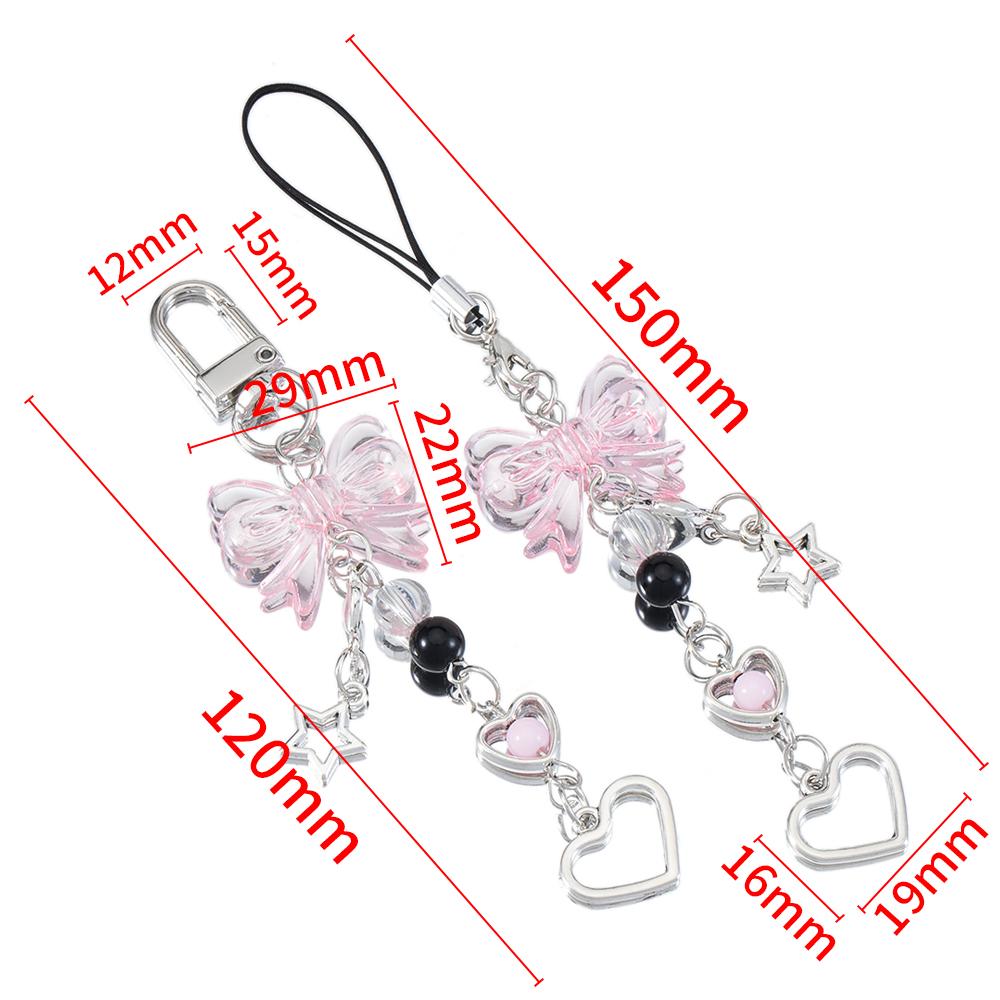 Y2K Phone Charm Bow Heart Star Keychain Pendant Kawaii Bag Goth Chain Cute Accessory