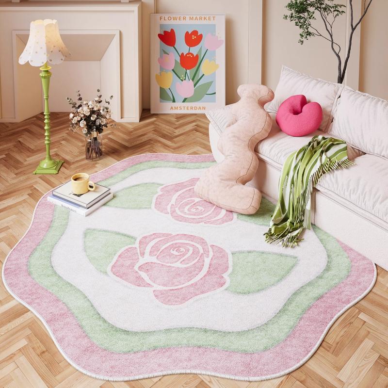 Covor Decorațiuni Camera de Zi Culoare Flori Stil Fete Roz Covorașe pentru Dormitor Pufoase Moi Covor Neregulat Casă Covoraș Gros de Podea din Plus