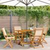 VidaXL Garden Dining Set 5 Pcs Beige Fabric and Solid Wood, Outdoor Dining Set, Dining Room Furniture 3281703