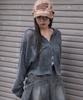 WEGO Vintage Wash Mesh Long Size Sumikuro Women's Hoodie, Sleeve, F,