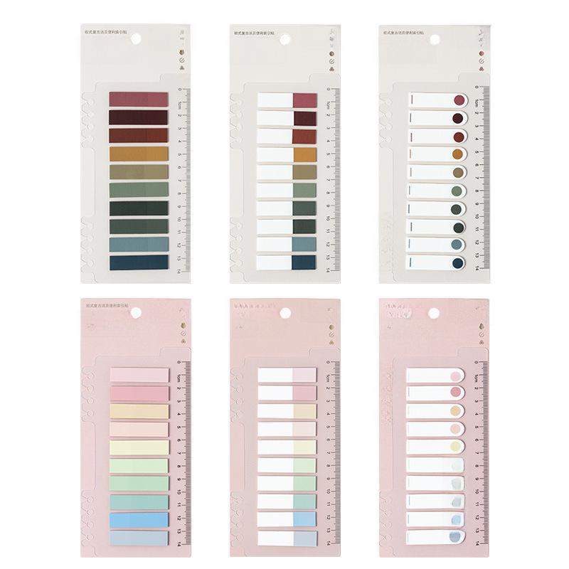 Morandi Color Index Sticky Notes: Writable Plastic Loose-Leaf Indicator Stickers