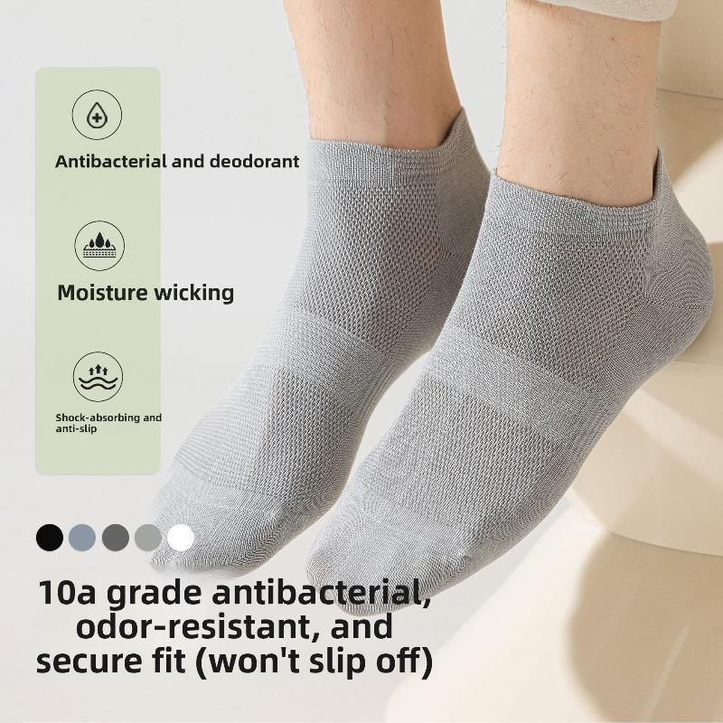 Pure Cotton Short Socks for Men - Thin Style, Odor-resistant, Sweat-absorbent and Antibacterial Boat-shaped Socks, Cotton Socks