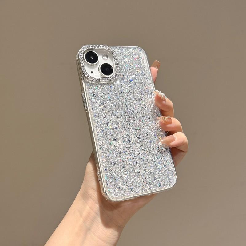Lepidlový kapací materiál Třpytivý kryt na telefon Vhodný IPhone 16 Promax Apple 15 Plus Průhledný Jednoduchý 14