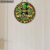 St. Patrick's Day Pot of Gold Welcome Wooden Sign, Round Front Door Decor, Lucky Clover & Rainbow Wall Hanging - Ideal for St. Paddy's Day