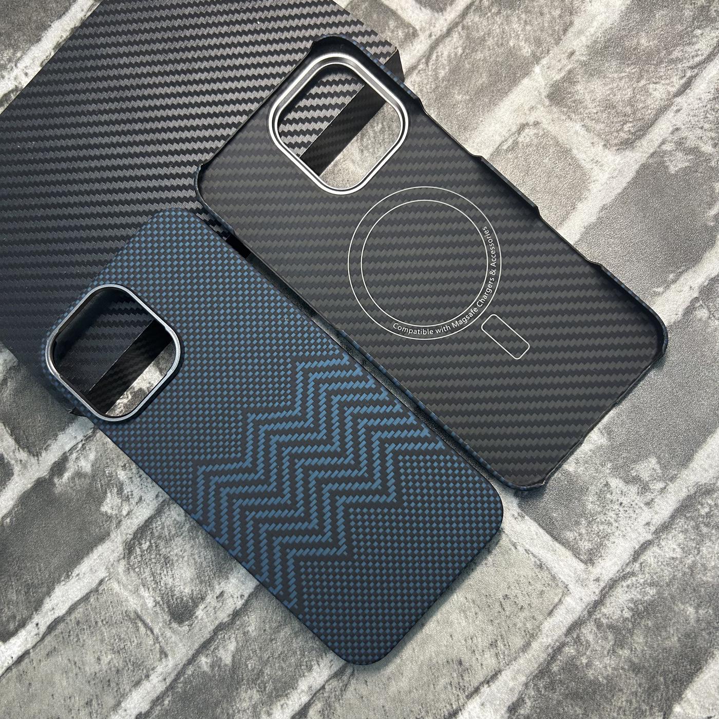 

Кевларовый магнитный чехол из углеродного волокна для iPhone 16 Pro Max iPhone 16 Pro Max