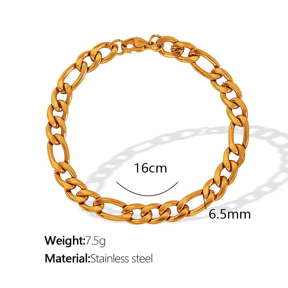Mode Luxe Léger Figaro Chaîne Cubaine Bracelet en Acier Titane Tempérament Polyvalent Simple Personnalité Bracelet