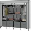 Wardrobe Fabric Wardrobe, Doors, 2 Clothes Rails, 10 Compartments, Grey