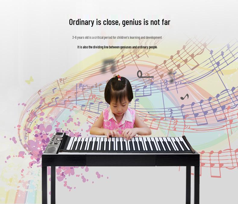 61-Key Silicone Roll-Up Piano: Portable Folding Electronic Keyboard for Beginners & Adults