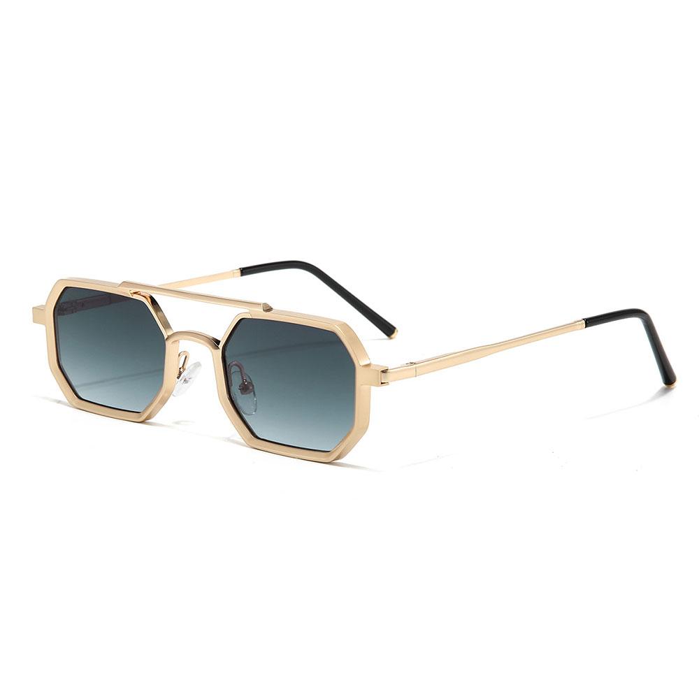 Fashion Metal Frame Polygonal Sunglasses Women Men Vintage Double-bridge Punk Sun Glasses Driving Goggles Retro UV400 Shades