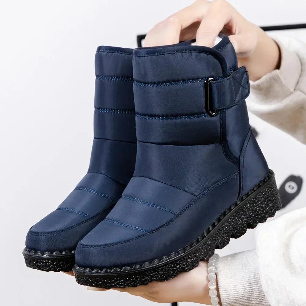 Waterproof Boots for Women Casual Winter Women Ankle Boots Warm Plush Soft Platform Snow Boots 2025 Slip on Cotton Padded Shoes
