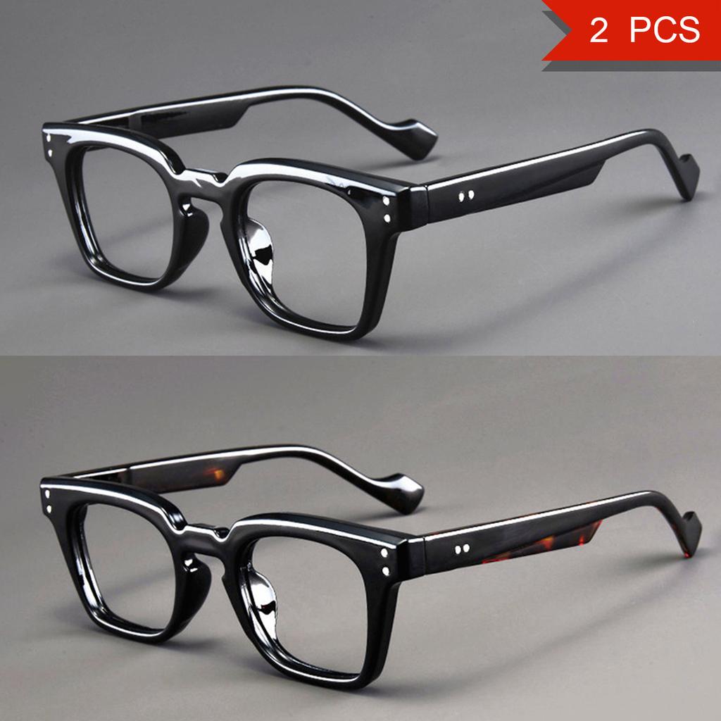 2 Pairs Anti Blue Light Reading Glasses for Seniors Rectangular Frame Lightweight Comfortable UV Protection New Design