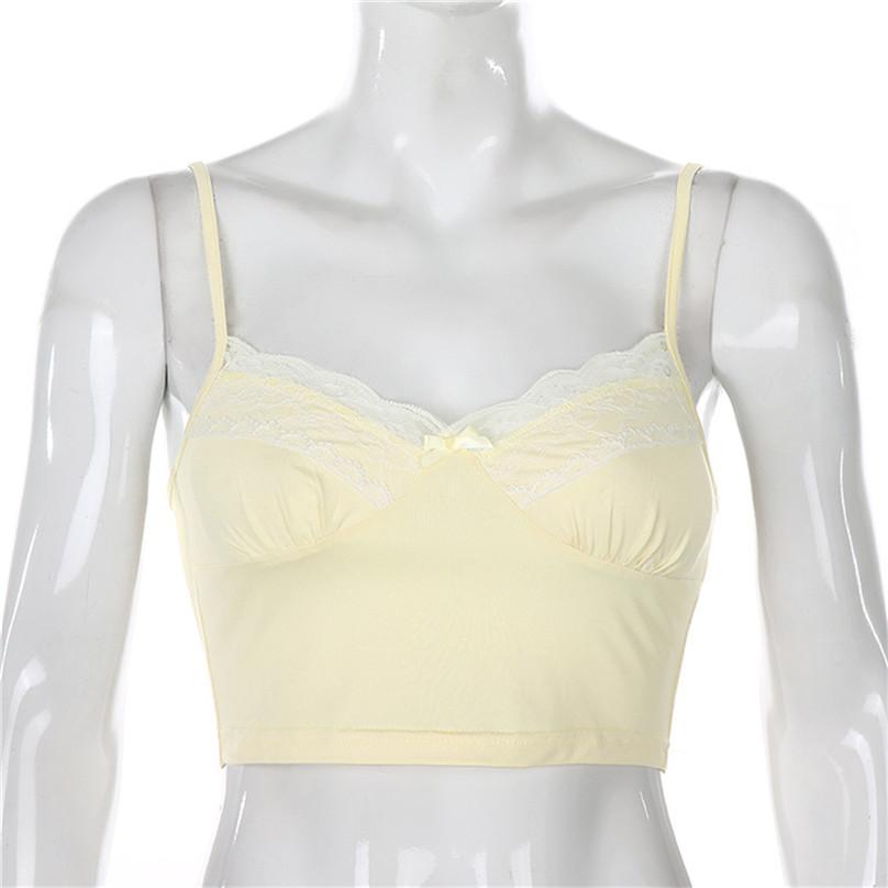 Summer European and American Sexy Fashion Women's Sling Tube Top V-neck Lace Short Slim Camisole