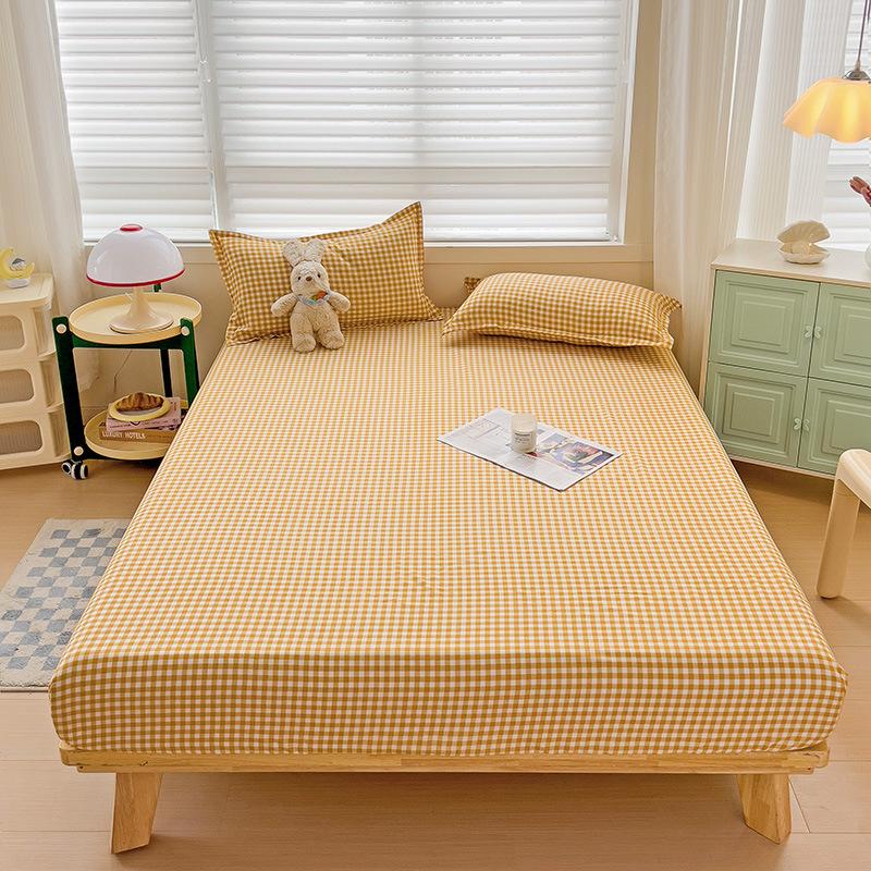 Four Seasons Skin-friendly Washed and Brushed Solid Color Pillowcase Protective Cover Double Fitted Sheet Taiwan Bed Bag