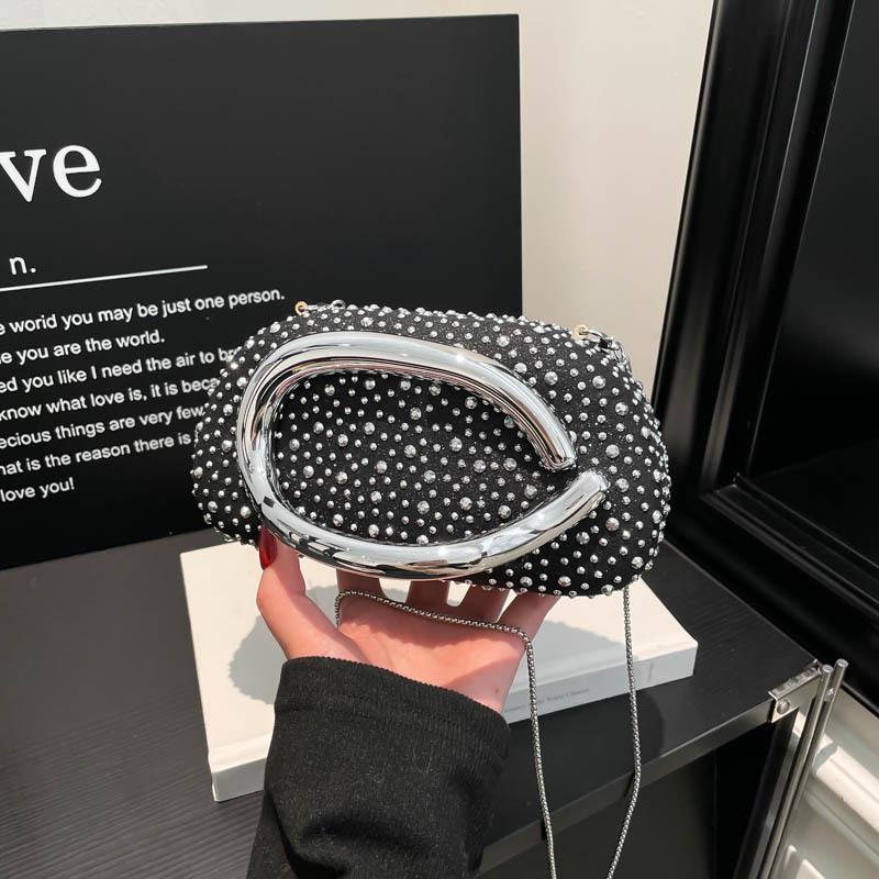 Borsa a Mano Rotonda in Acrilico di Tendenza Europea e Americana con Manico in Metallo - Borsa a Spalla/Crossbody da Sera da Donna