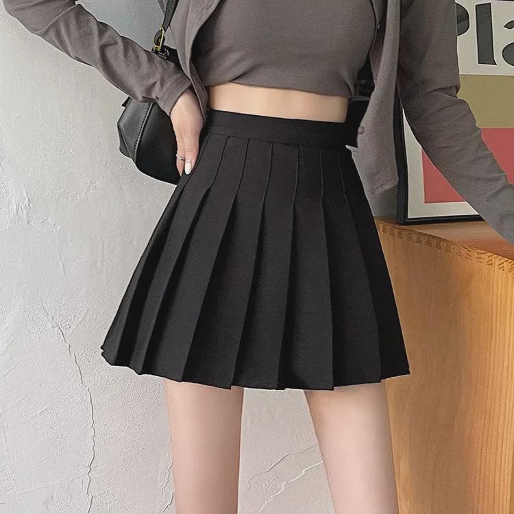 High Waist Gray A-Line Pleated Skirt for Women - Elastic, Slimming, and Lengthened for Year-Round Style