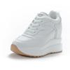 Women's White Genuine Leather Platform Shoes - 10cm Height Increase, Thick Sole, Versatile for All Seasons