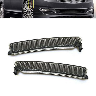 A Pair Smoked Front Bumper Side Marker Reflector Lamps For Lincoln MKZ 2013-2016