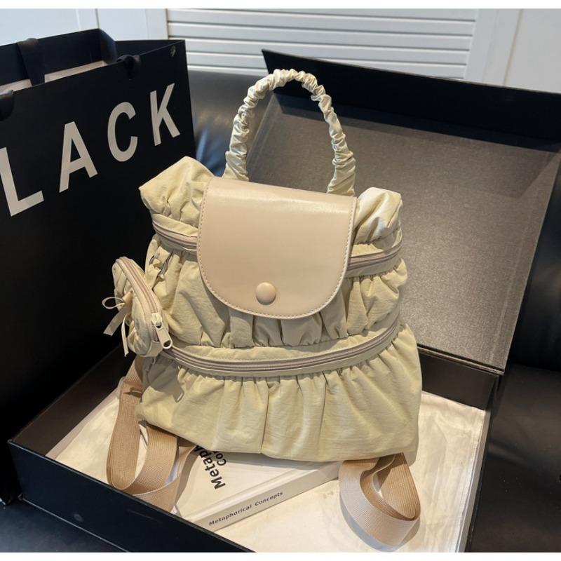 College style backpack women's new trendy fashion pleated nylon casual backpack