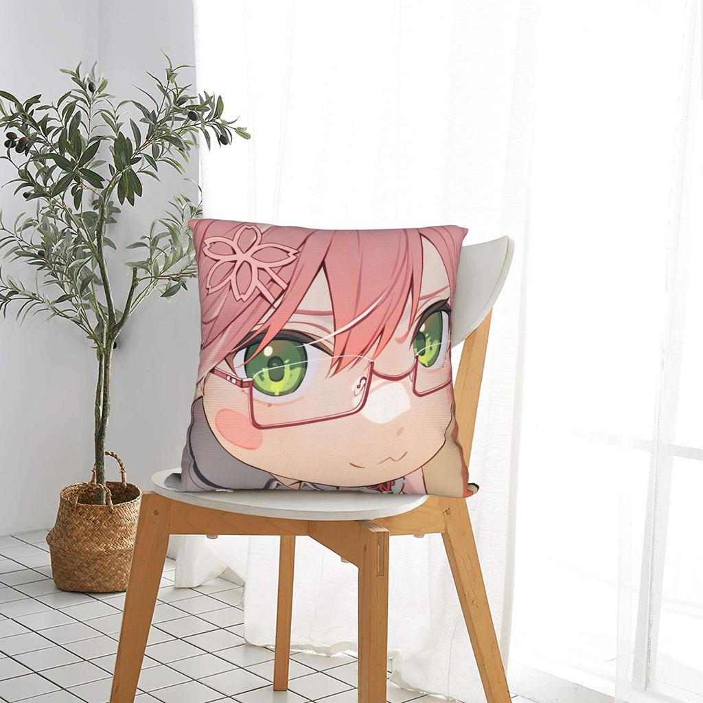 Hot Girl Kawaii Sakura Miko Pillow Cover Fashion Pillow Case For Sofa Couch Bed Living Room Comfy Pillowcases Gift