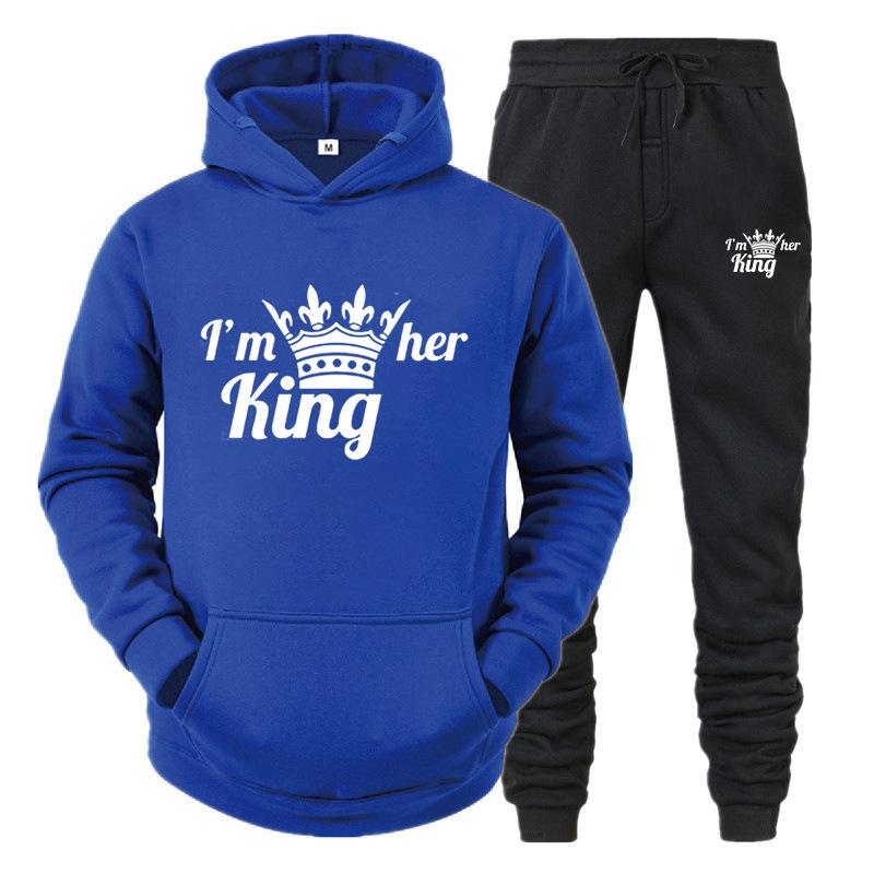 KingQueen Unisex Couple Hoodie & Sweatpants Set - Casual Sportswear