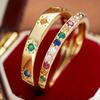 Ethnischer Stil Sonnenelement Design Damenring Set aus zwei bunten synthetischen Zirkonen Kreativer Schmuck Geschenke