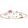 Wooden Train Set, 39PCS, Wood Train Track with Magnetic Trains and Railway Accessories, Compatible with Major Brands, Small Town, Christmas Birthday
