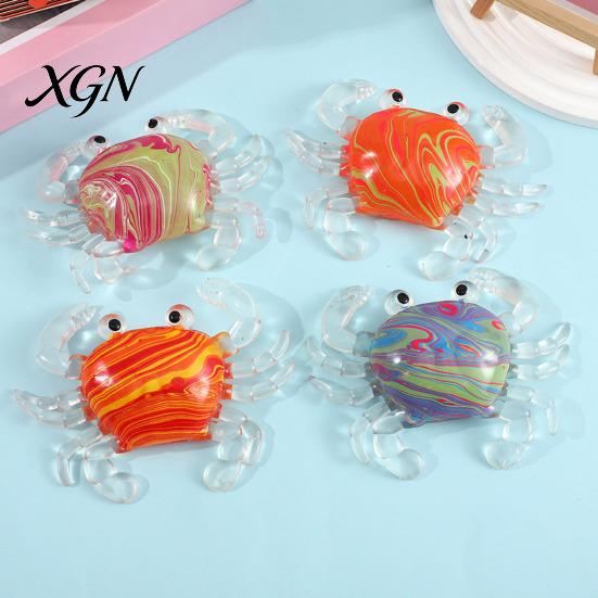 Decompression Toy Crab Squeeze Slow-Rising TPR Fidget for Stress Relief Elastic Pinch Cute Transparent Claws Portable Gadget Kids Adults