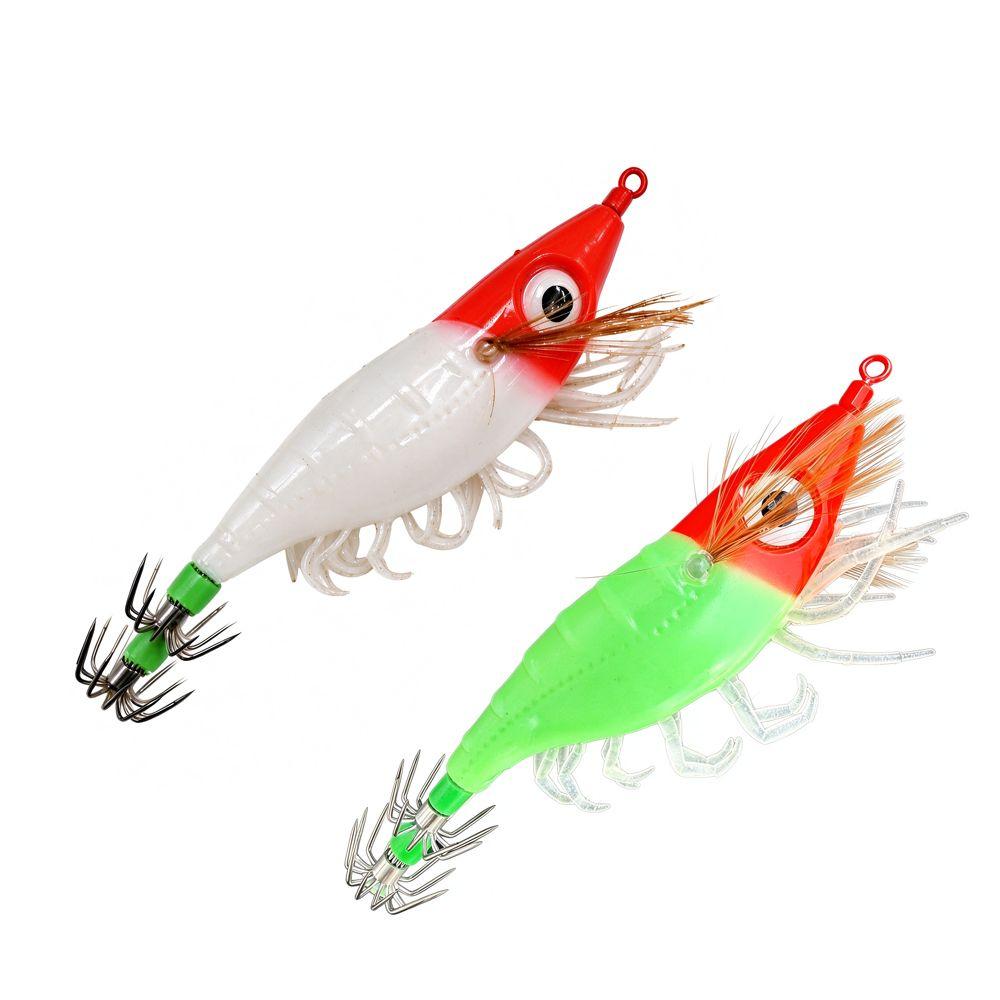 3pcs Luminous Design Squid Jig Lures 12g/10cm Shrimp Lures Softfoot Squid Lures  Cuttlefish Fishing