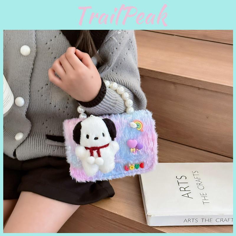 Cute Bow Doll Princess Decoration Children Plush Chain Shoulder Bag For Daily