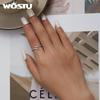 WOSTU 925 Sterling Silver Exquisite Cute Zircon Octopus Whisker Open Ring for Women Fine Jewelry Gift