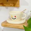 Smiley-Gesicht Tasse und Untertasse Set Büro Kaffeetasse Mädchen Nachmittagstee Trinkwasser Keramiktasse