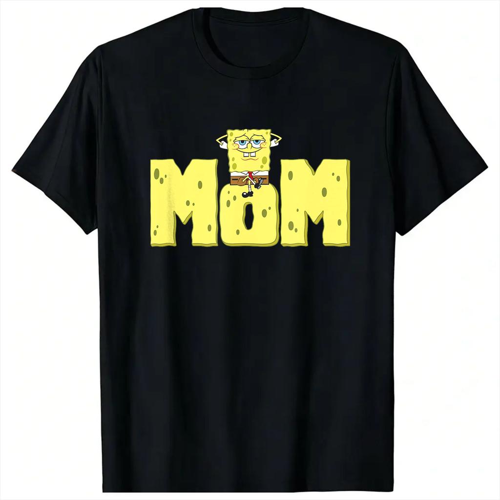 Spongebobs Mothers Day Mom Logo Unisexs T Shirts Crazy Tee Shirt Short Sleeve Round Collar TShirt 100 Cotton Original Clothes